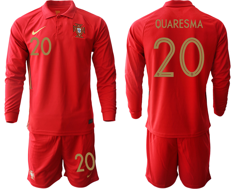 Men 2021 European Cup Portugal home red Long sleeve #20 Soccer Jersey1